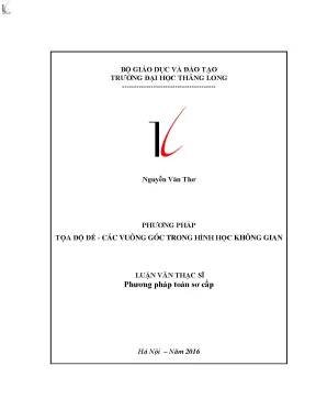 Phương pháp tọa độ đề các vuông góc trong hình học không gian luận văn thạc sĩ chuyên ngành phương pháp toán sơ cấp