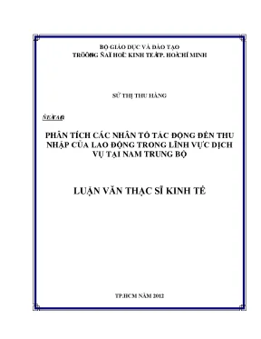 Luận văn phân tích các nhân tố tác động đến thu nhập của lao động trong lĩnh vực dịch vụ tại nam trung bộ