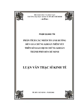 Luận văn phân tích các nhân tố ảnh hưởng đến giá chứng khoán thành phố hồ chí minh luận văn thạc sĩ