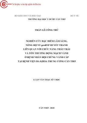 1570 nghiên cứu đặc điểm lâm sàng nồng độ nt probnp huyết thanh liên quan với chức năng thất trái và tổn thương động mạch vành ở bệnh nhân hội chứng và