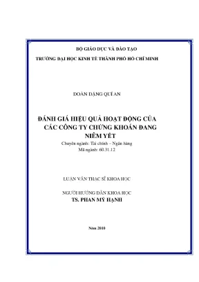 Luận văn đánh giá hiệu quả hoạt động của các công ty chứng khoán đang niêm yết