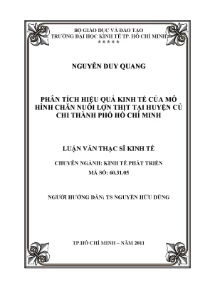 Luận văn phân tích hiệu quả kinh tế của mô hình chăn nuôi lợn thịt tại huyện củ chi thành phố hồ chí minh