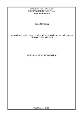 Vấn đề duy nhất của l hàm và hàm phân hình liên quan đến đa thức vi phân