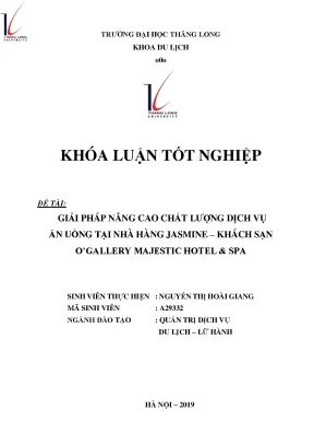 Giải pháp nâng cao chất lượng dịch vụ ăn uống tại nhà hàng jasmine khách sạn ogallery majestic hotel spa