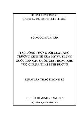 Luận văn tác động tương đối của tăng trưởng kinh tế của mỹ và trung quốc lên các quốc gia trong khu vực châu á thái bình dương