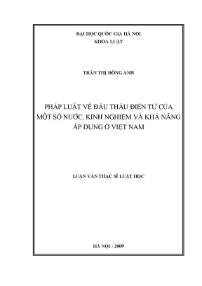 Pháp luật về đấu thầu điện tử của một số nước kinh nghiệm và khả năng áp dụng ở việt nam