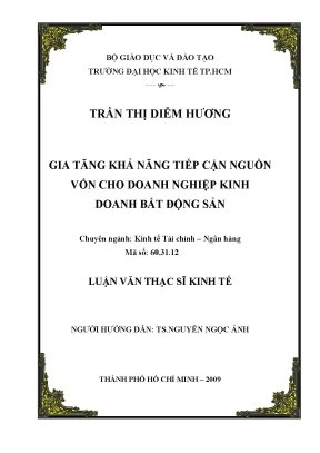 Luận văn gia tăng khả năng tiếp cận nguồn vốn cho doanh nghiệp kinh doanh bất động sản