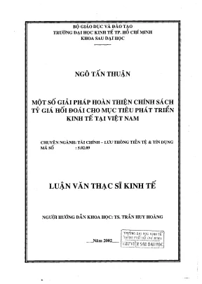 Luận văn giải pháp hoàn thiện chính sách tỷ giá hối đoái cho mục tiêu phát triển kinh tế tại việt nam luận văn thạc sĩ