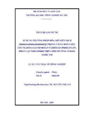 Áp dụng phương pháp hoá mô miễn dịch immunohistchemistry trong chẩn đoán hội chứng rối loạn sinh sản và hô hấp prrs ở lợn phân lập virus prrs trên môi trường tế bào marc 145