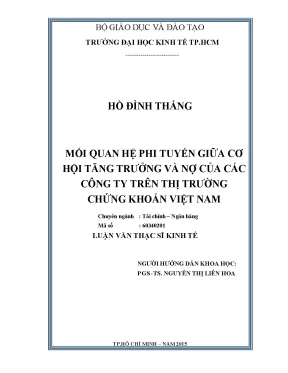 Luận văn mối quan hệ phi tuyến giữa cơ hội tăng trưởng và nợ của các công ty trên thị trường chứng khoán việt nam