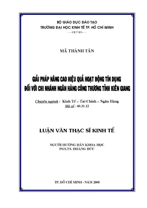 Luận văn giải pháp nâng cao hiệu quả hoạt động tín dụng đối với chi nhánh ngân hàng công thương tỉnh kiên giang