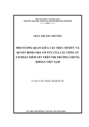 Luận văn mối tương quan giữa cấu trúc sở hữu và quyết định chia cổ tức của các công ty cổ phần miêm yết trên thị trường chứng khoán việt nam