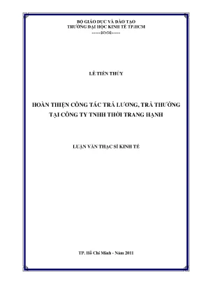 Luận văn hoàn thiện công tác trả lương trả thưởng tại công ty tnhh thời trang hạnh