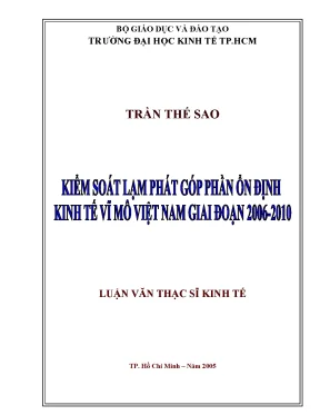 Luận văn kiểm soát lạm phát góp phần ổn định kinh tế vĩ mô việt nam giai đoạn 2006 2010