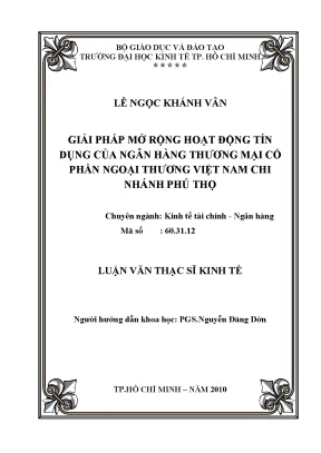 Luận văn giải pháp mở rộng hoạt động tín dụng của ngân hàng tmcp ngoại thương việt nam chi nhánh phú thọ luận văn thạc sĩ