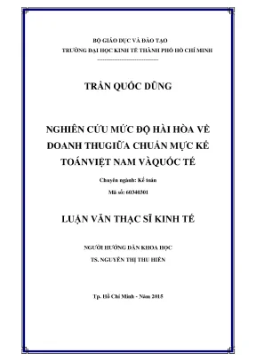 Luận văn nghiên cứu mức độ hài hòa về doanh thu giữa chuẩn mực kế toán việt nam và quốc tế