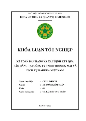 Kế toán bán hàng và xác định kết quả bán hàng tại công ty tnhh thương mại và dịch vụ haruka việt nam