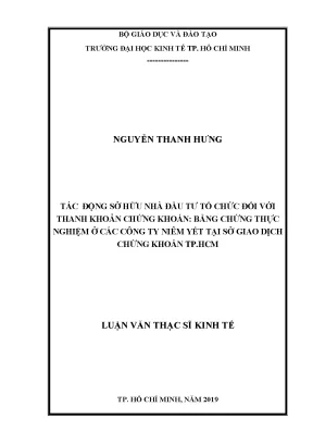 Luận văn tác động sở hữu nhà đầu tư tổ chức đối với thanh khoản chứng khoán bằng chứng thực nghiệm ở các công ty niêm yết tại sở giao dịch chứng khoán tp hcm