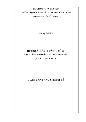 Luận văn hiệu quả quản lý đầu tư công tại thành phố cần thơ từ góc nhìn quản lý nhà nước