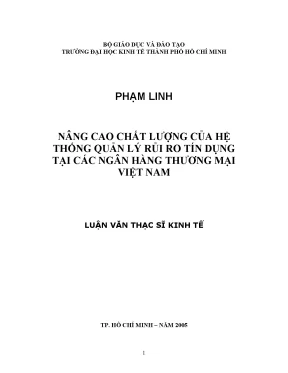 Luận văn nâng cao chất lượng của hệ thống quản lý rủi ro tín dụng tại các ngân hàng thương mại việt nam luận văn thạc sĩ