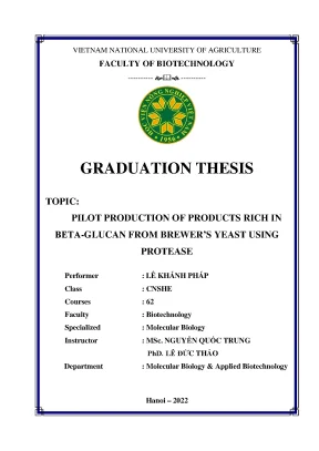 Pilot production of products rich in beta glucan from brewers yeast using protease
