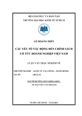 Luận văn các yếu tố tác động đến chính sách cổ tức doanh nghiệp việt nam