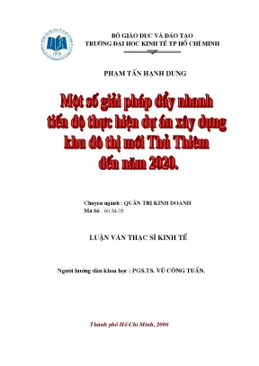 Luận văn một số giải pháp đẩy nhanh khu đô thị mới thủ thiêm đến năm 2020