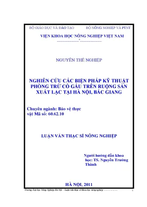 Nghiên cứu các biện pháp kỹ thuật phòng trừ cỏ gấu trên ruộng sản xuất lạc tại hà nội bắc giang