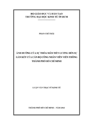 Luận văn ảnh hưởng của sự thỏa mãn tiền lương đến sự gắn kết của cán bộ công nhân viên viễn thông thành phố hồ chí minh
