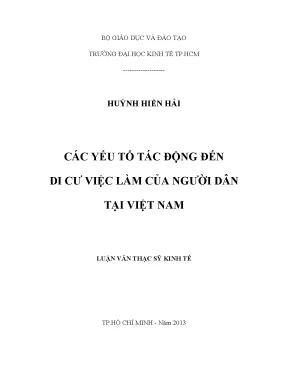Luận văn các yếu tố tác động đến di cư việc làm của người dân tại việt nam