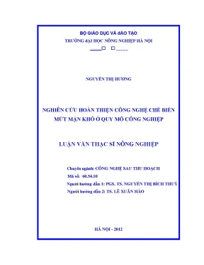 Nghiên cứu hoàn thiện công nghệ chế biến mứt mận khô ở quy mô công nghiệp