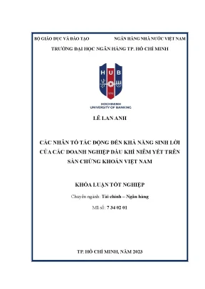 Các nhân tố tác động đến khả năng sinh lời của các doanh nghiệp dầu khí niêm yết trên sàn chứng khoán việt nam