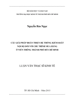 Luận văn các giải pháp hoàn thiện hệ thống kiểm soát nội bộ đối với chu trình mua hàng ở viễn thông tphcm