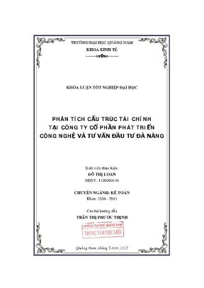 0645 phân tích cấu trúc tài chính tại công ty cổ phần phát triển công nghệ và tư vấn đầu tư đà nẵng đỗ thị loan luận văn đh quảng nam