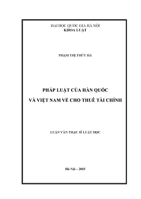 Pháp luật của hàn quốc và việt nam về cho thuê tài chính
