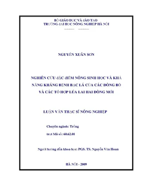 Nghiên cứu đặc điểm nông sinh học và khả năng kháng bệnh bạc lá của các dòng bố và các tổ hợp lúa lai hai dòng mới