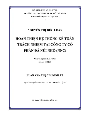 Luận văn hoàn thiện hệ thống kế toán trách nhiệm tại công ty cổ phần đá núi nhỏ nnc