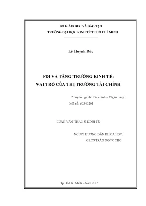 Luận văn fdi và tăng trưởng kinh tế vai trò của thị trường tài chính