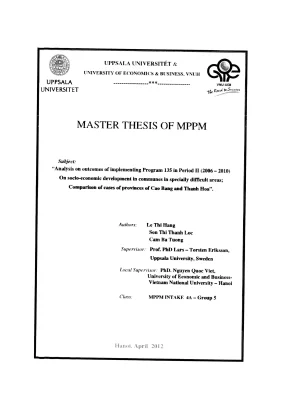 Luận văn thạc sĩ quản lý công analysis on outcomes of implementing program 135 in period ii 2006 2010 on socio economic development in communes in specially difficult areas comparison of cases of provinces of cao bang and thanh hoa