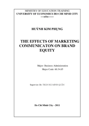 Luận văn the effects of marketing communication on brand equity