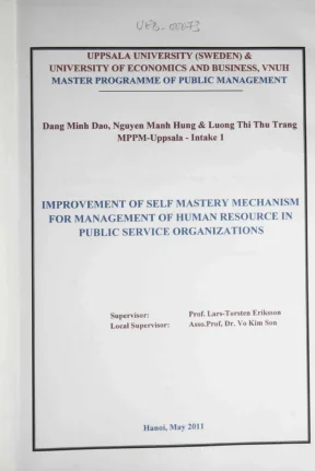 Luận văn thạc sĩ quản lý công improvement of self mastery mechanism for management of human resource in public service organizations
