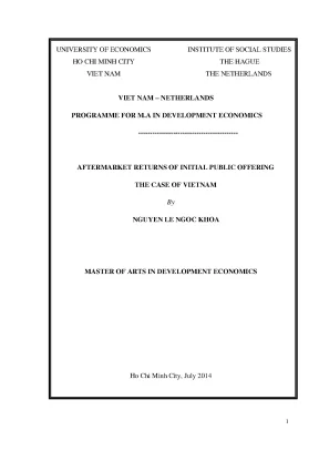 Luận văn after market returns of initial public offering the case of viet nam