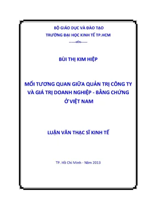 Luận văn mối tương quan giữa quản trị công ty và giá trị doanh nghiệp bằng chứng ở việt nam