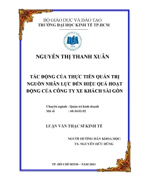 Luận văn tác động của thực tiễn quản trị nguồn nhân lực đến hiệu quả hoạt động của công ty xe khách sài gòn