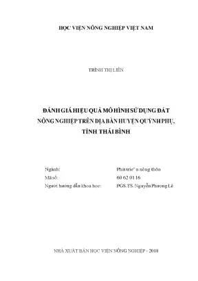 Đánh giá hiệu quả mô hình sử dụng đất nông nghiệp trên địa bàn huyện quỳnh phụ tỉnh thái bình