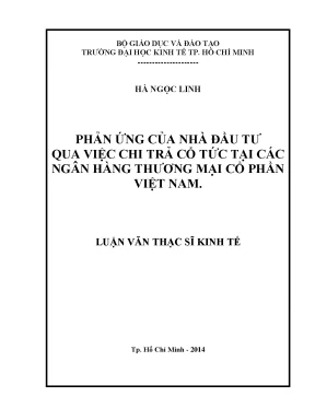 Luận văn phản ứng của các nhà đầu tư qua việc chi trả cổ tức tại các ngân hàng thương mại cổ phần việt nam