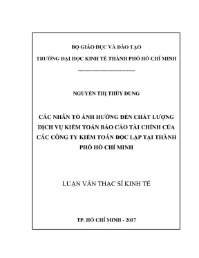 Luận văn các nhân tố ảnh hưởng đến chất lượng dịch vụ kiểm toán báo cáo tài chính của các công ty kiểm toán độc lập tại thành phố hồ chí minh