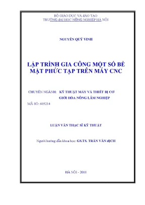 Lập trình gia công một số bề mặt phức tạp trên máy cnc
