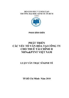 Luận văn phát triển các yếu tố văn hóa tại công ty cho thuê tài chính ii ngân hàng nông nghiệp phát triển nông thôn việt nam