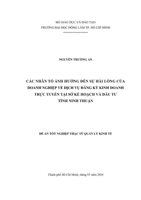 Luận văn thạc sĩ quản lý kinh tế các nhân tố ảnh hưởng đến sự hài lòng của doanh nghiệp về dịch vụ đăng ký kinh doanh trực tuyến tại sở kế hoạch và đầu tư tỉnh ninh thuận